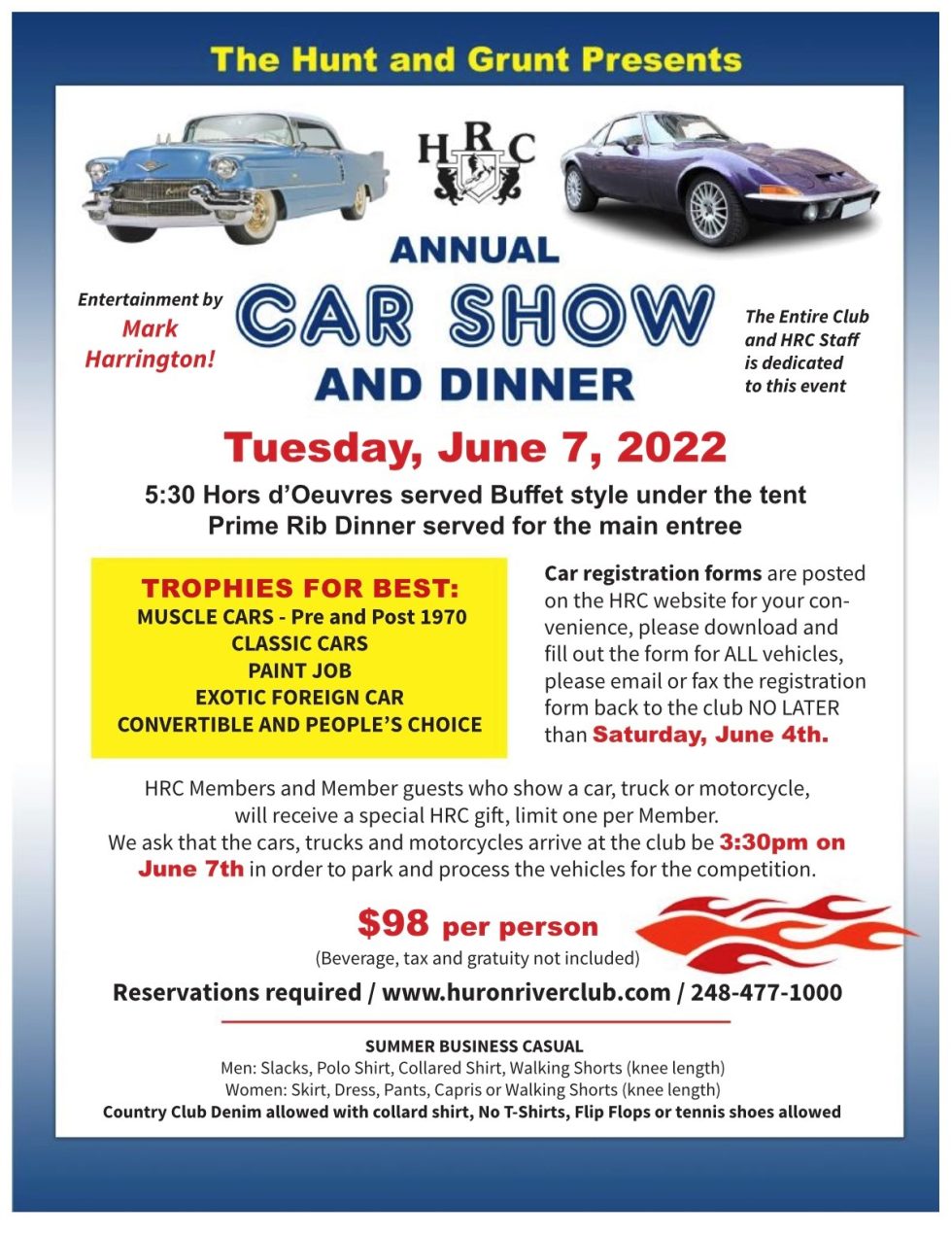 HRC Annual Car Show and Dinner Huron River Club