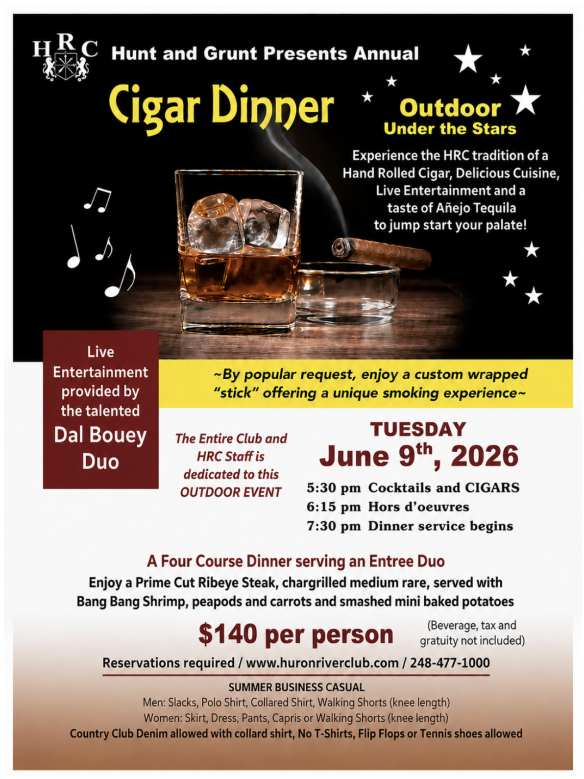 Cigar Dinner Flyer Bourbon Tasting
